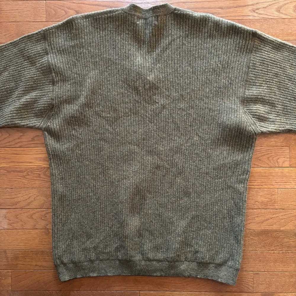 Banana Republic Green Lambswool Ribbed V-Neck Sweater